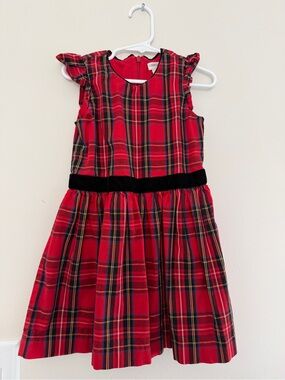 CREWCUTS Girls' flutter-sleeve tartan 4T